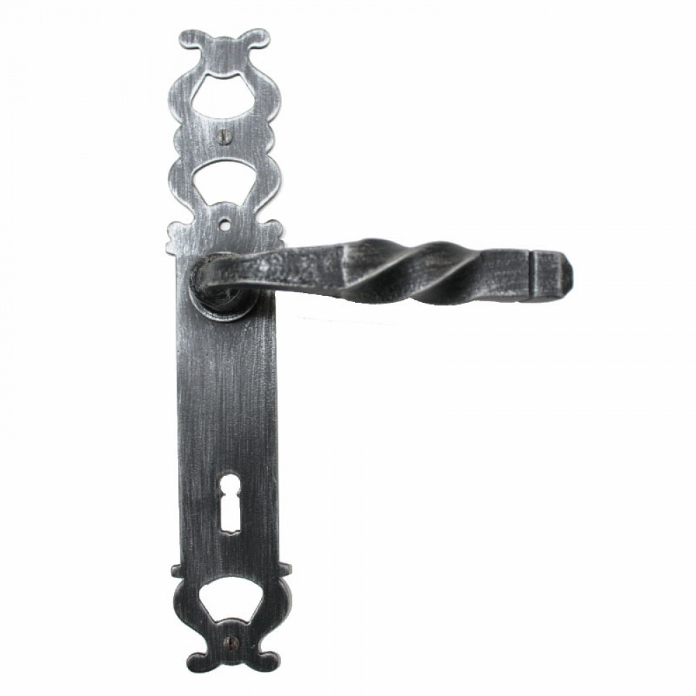 2068 Tall Wrought Iron Door Handle on Plate Lorenz Ferart