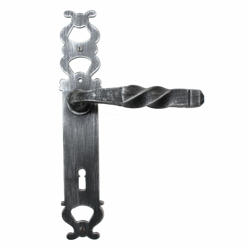 2068 Tall Wrought Iron Door Handle on Plate Lorenz Ferart