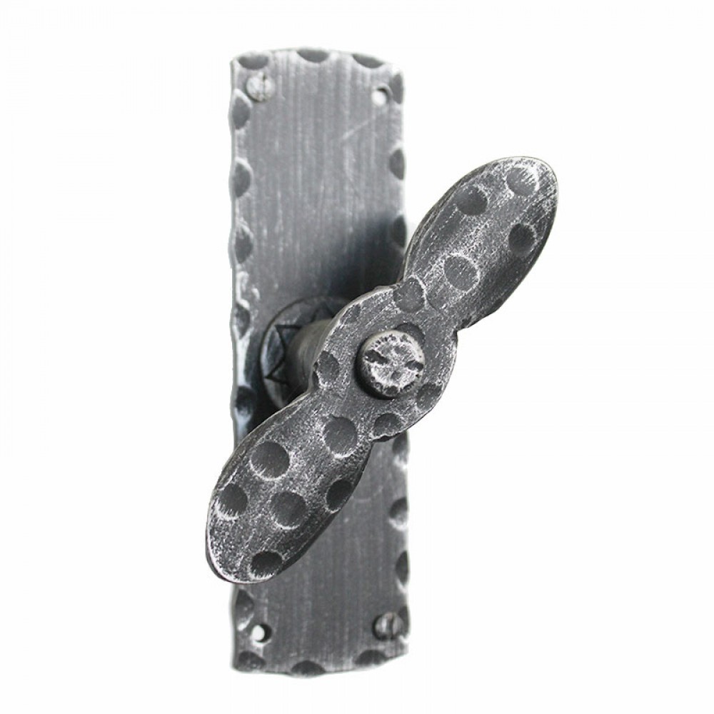 2121 Country Wrought Iron Window Handle with Plate Lorenz Ferart