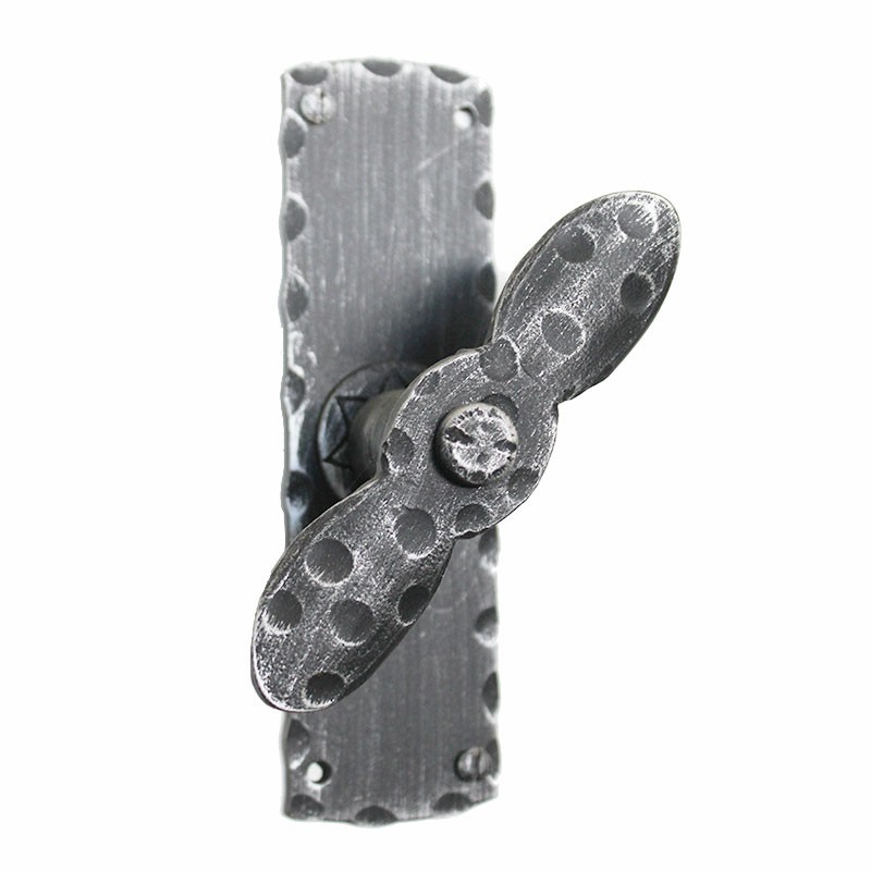2121 Country Wrought Iron Window Handle with Plate Lorenz Ferart
