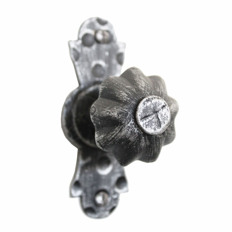 2133 Circular Wrought Iron Window Handle with Plate Lorenz Ferart