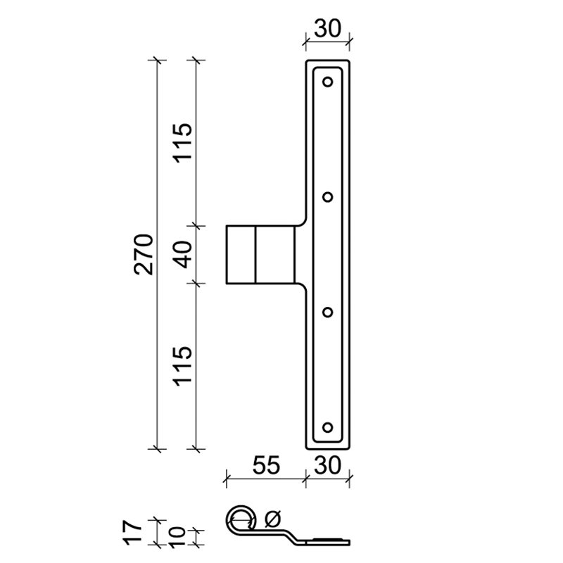 14 Rounded CiFALL T Shape Hinge Neck 90° Rounded Hardware For Shutters