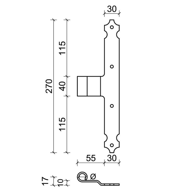 28bis CiFALL T Shape Hinge With Small Step Shaped Hardware For Shutters