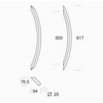 2CQ.061.0050 pba Pull Handle in stainless steel AISI 316L with Square Profile