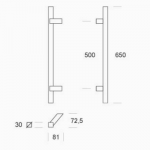2CQ.111.030I pba Pull Handle in stainless steel AISI 316L with Square Profile