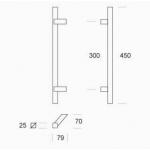 2CQ.111.030I pba Pull Handle in stainless steel AISI 316L with Square Profile