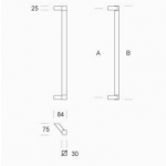 2CQ.621.065I pba Pull Handle in stainless steel AISI 316L with Square Profile