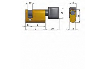 Art.144 / 07 Omec; Half cylinder with knob Brass Oval