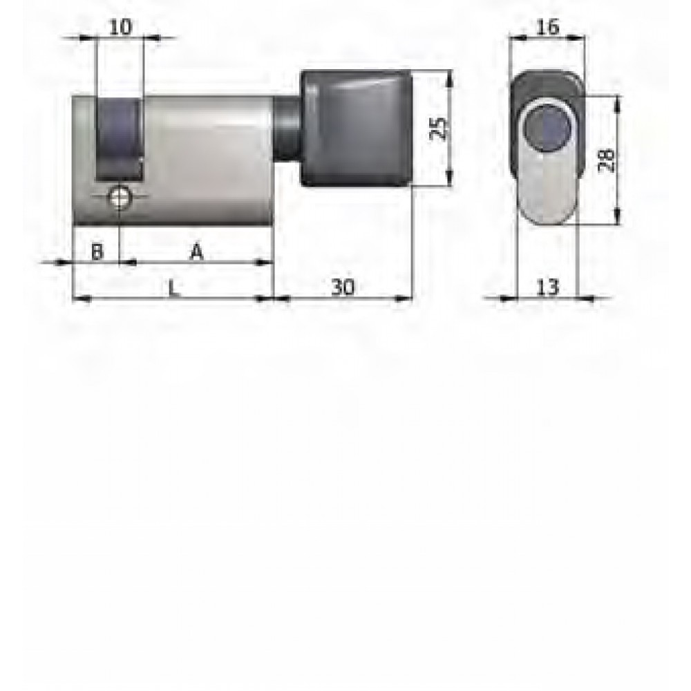 Art.144 / 03 H Omec; Nickel-plated half cylinder with knob Brass Oval