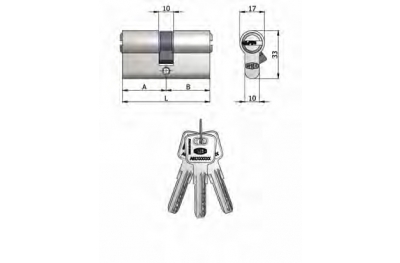 Art.2120 / 21H Omec; Double Cylinder Shaped Brass Nickel (6 pins)