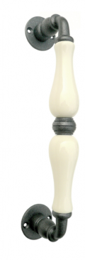 5-50 Galbusera Pull Handle Porcelain and Wrought Iron