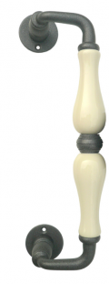 5-50 Curved Galbusera Pull Handle Porcelain and Wrought Iron