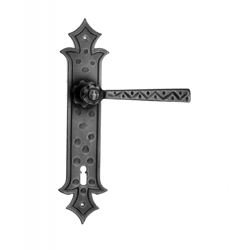 501 Galbusera Door Handle with Plate Artistic Wrought Iron