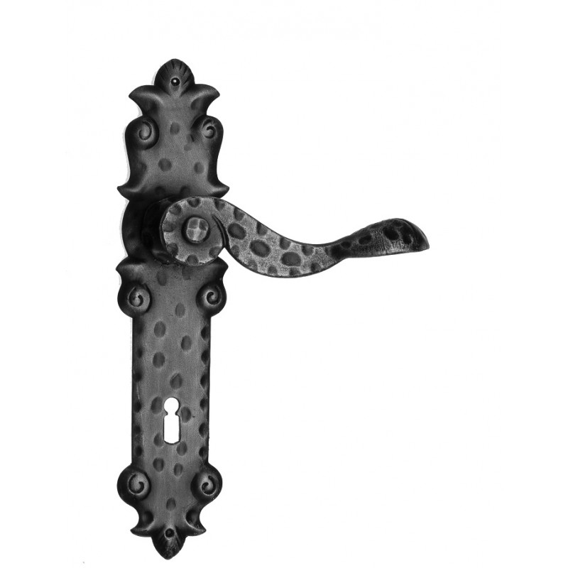 503 Galbusera Door Handle with Plate Artistic Wrought Iron