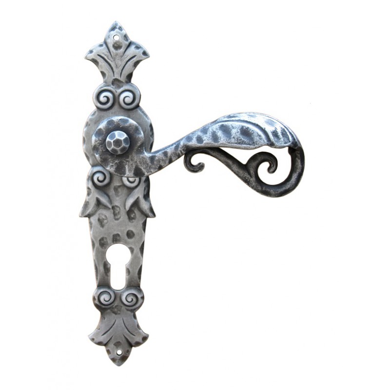 505 Galbusera Door Handle with Plate Artistic Wrought Iron