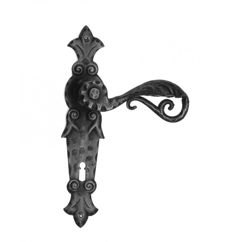 505 Galbusera Door Handle with Plate Artistic Wrought Iron