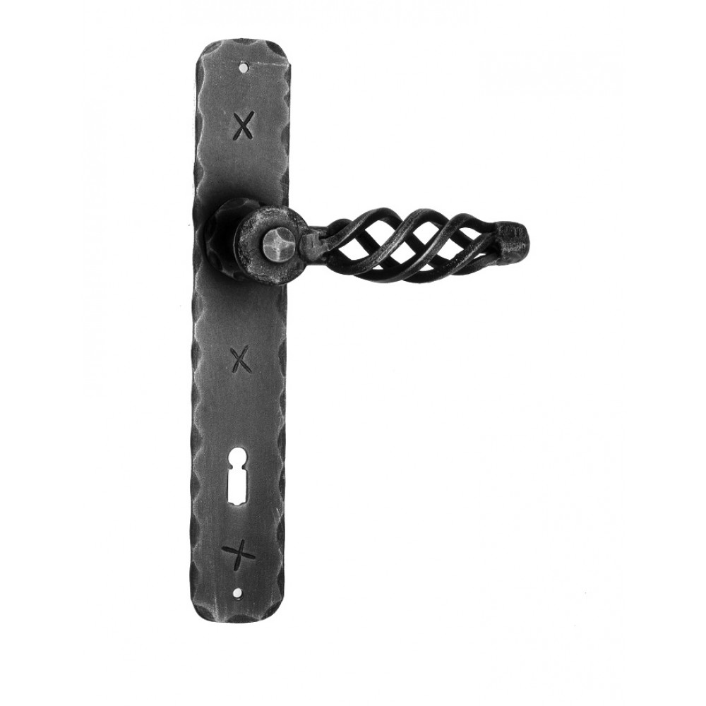506 Galbusera Door Handle with Plate Artistic Wrought Iron