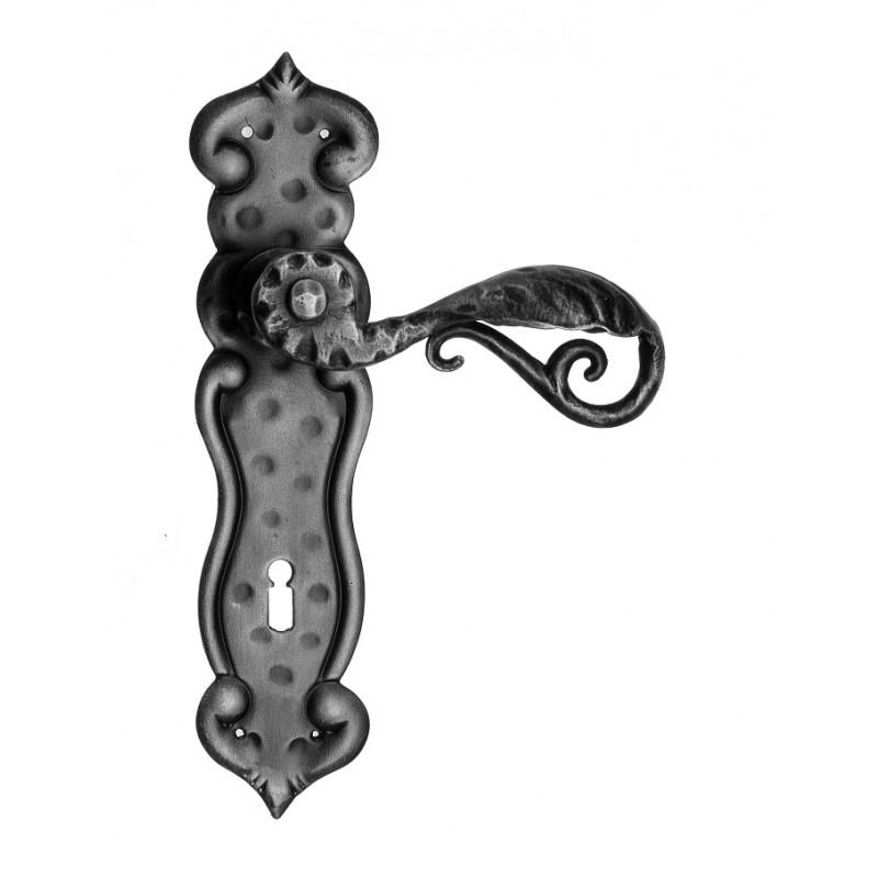 507 Galbusera Door Handle with Plate Artistic Wrought Iron