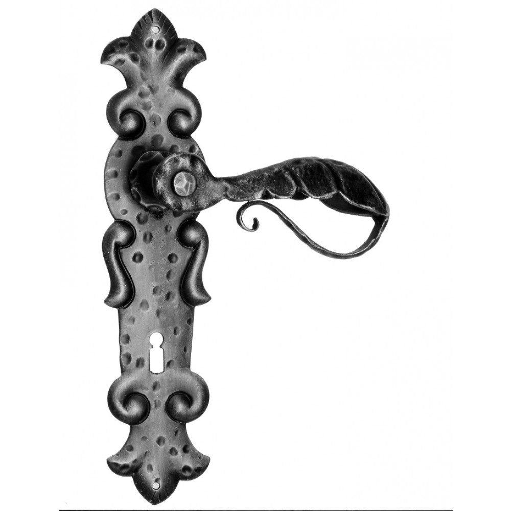 508 Galbusera Door Handle with Plate Artistic Wrought Iron
