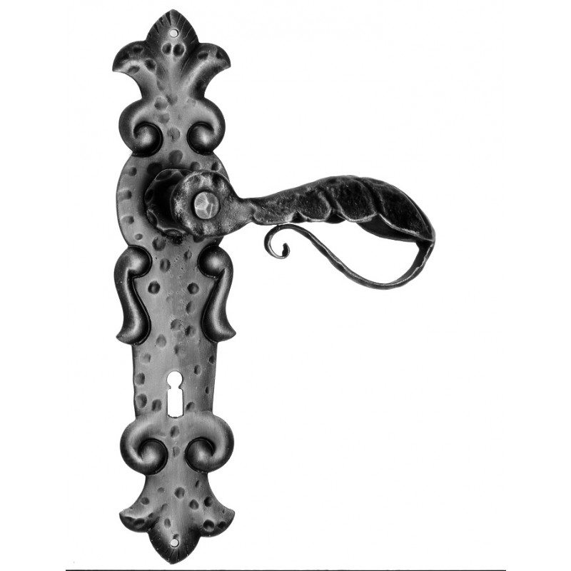 508 Galbusera Door Handle with Plate Artistic Wrought Iron