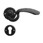 511 Galbusera Door Handle with Rosette and Escutcheon Artistic Wrought Iron