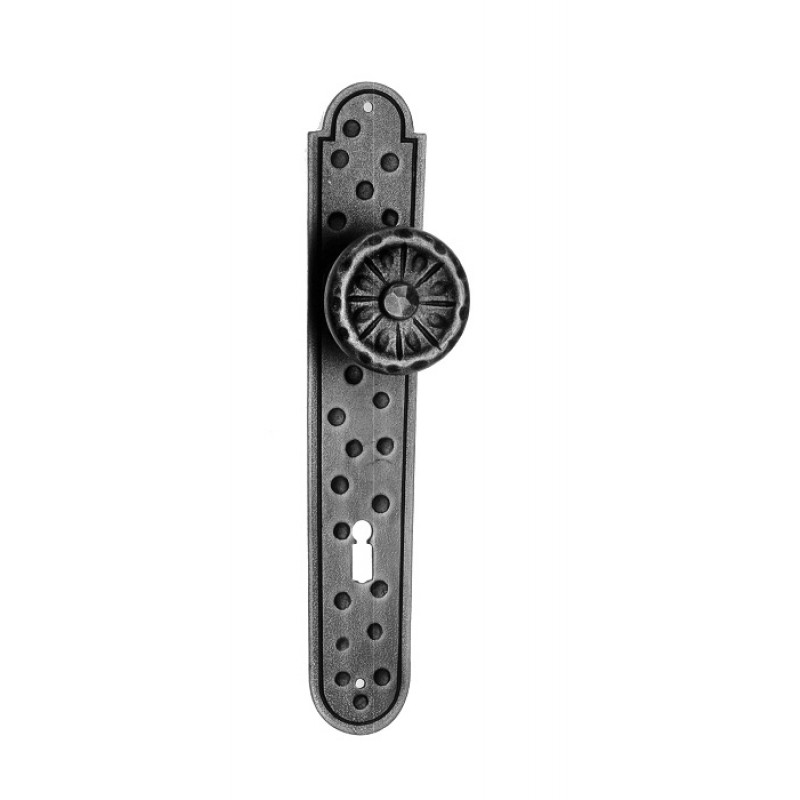 521/G Ø55 Turning Door Knob on Plate Artistic Wrought Iron