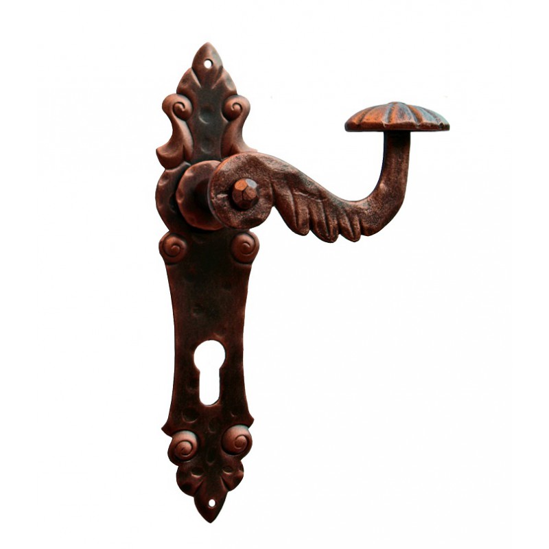 527 Galbusera Door Handle with Plate Artistic Wrought Iron