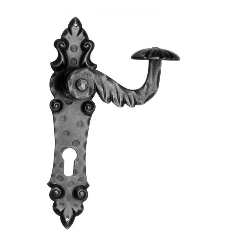 527 Galbusera Door Handle with Plate Artistic Wrought Iron
