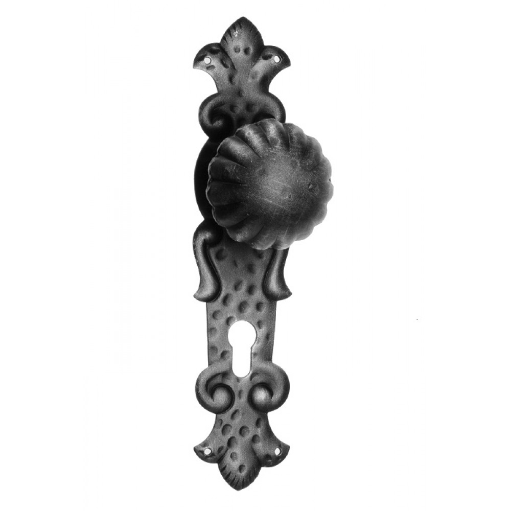 59 Ø75 Fixed Door Knob on Plate Wrought Iron