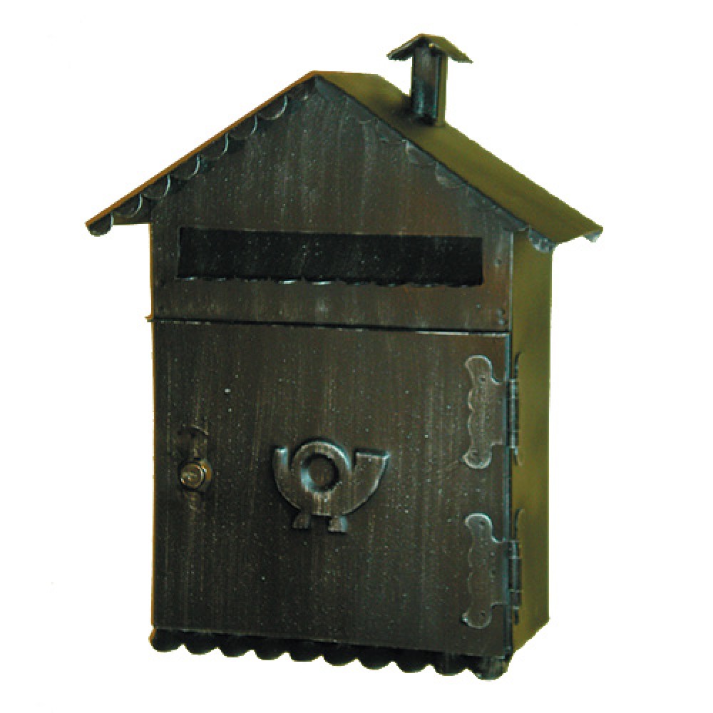 6014 Wrought Iron Pitched Roof Mailbox Carrying Newspapers Lorenz Ferart
