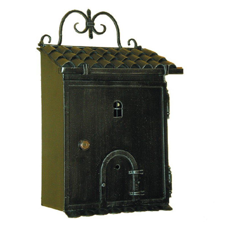 6016 Wrought Iron Home Shape Mailbox Carrying Newspapers Lorenz Ferart