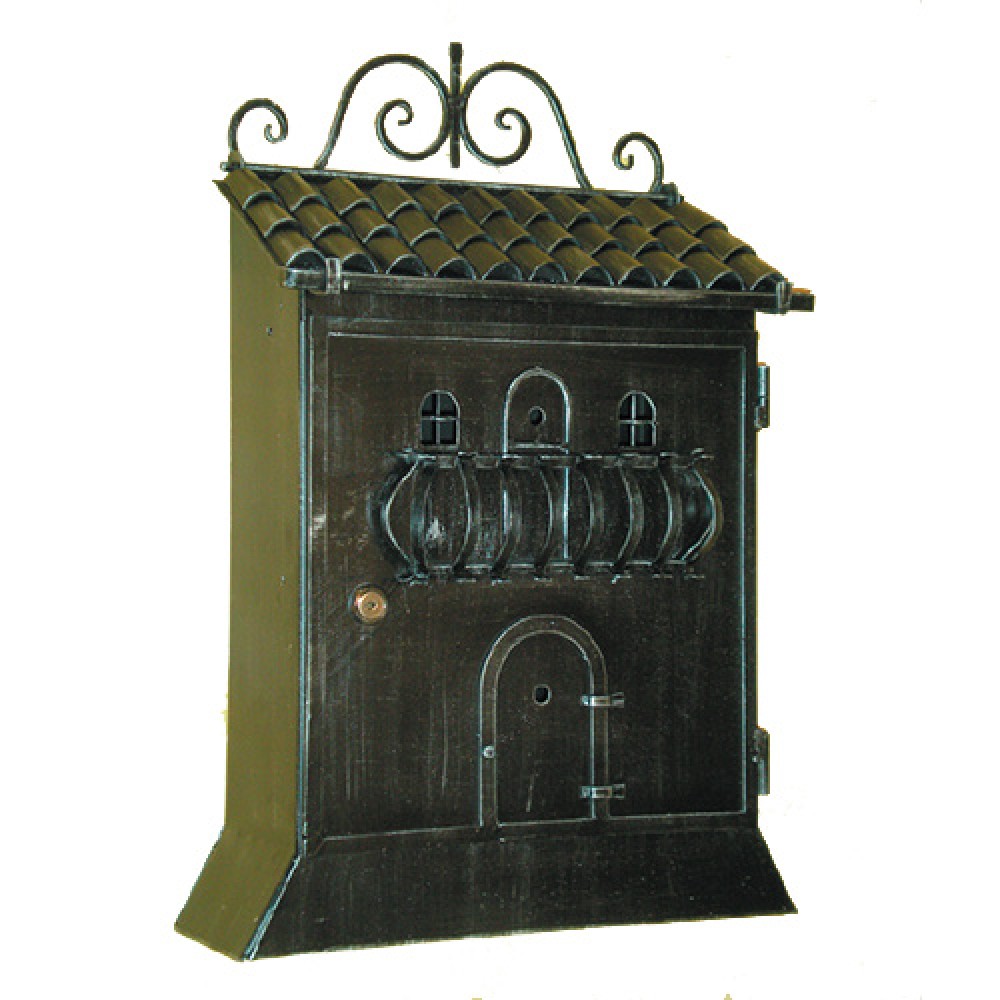 6017 Wrought Iron Home Shape Mailbox Carrying Newspapers Lorenz Ferart