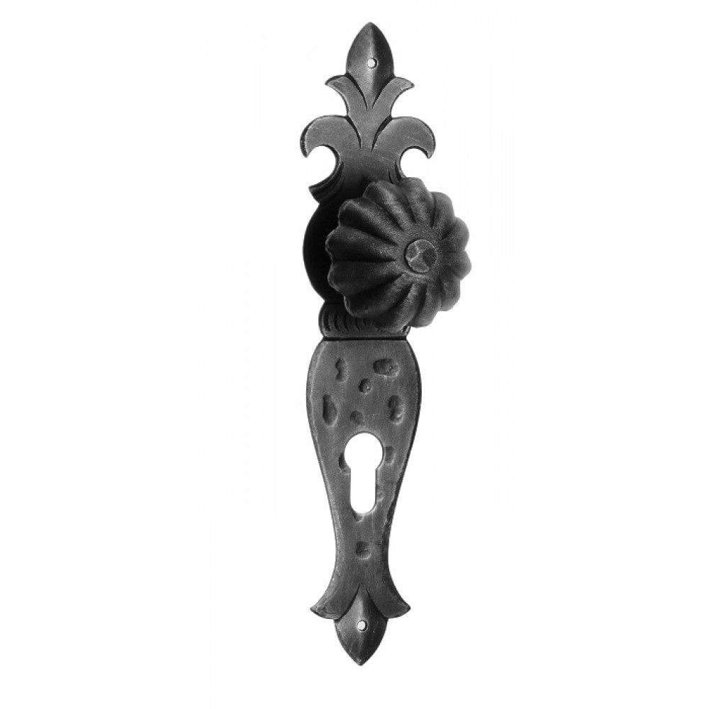 60/G Ø65 Turning Door Knob on Plate Artistic Wrought Iron
