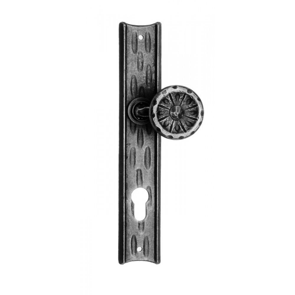 61/F Ø55 Clamped Fixed Door Knob on Plate Artistic Wrought Iron