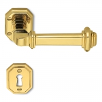 Accademia Natural Brass Door Handle on Rosette Made in Italy by Antologhia