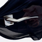 Ala Satin Chrome Door Handle With Rose of Elegant Italian Design Linea Calì