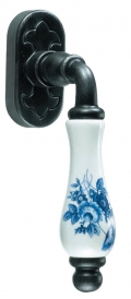 Athens Galbusera Dry Keep Window Handle Porcelain and Wrought Iron