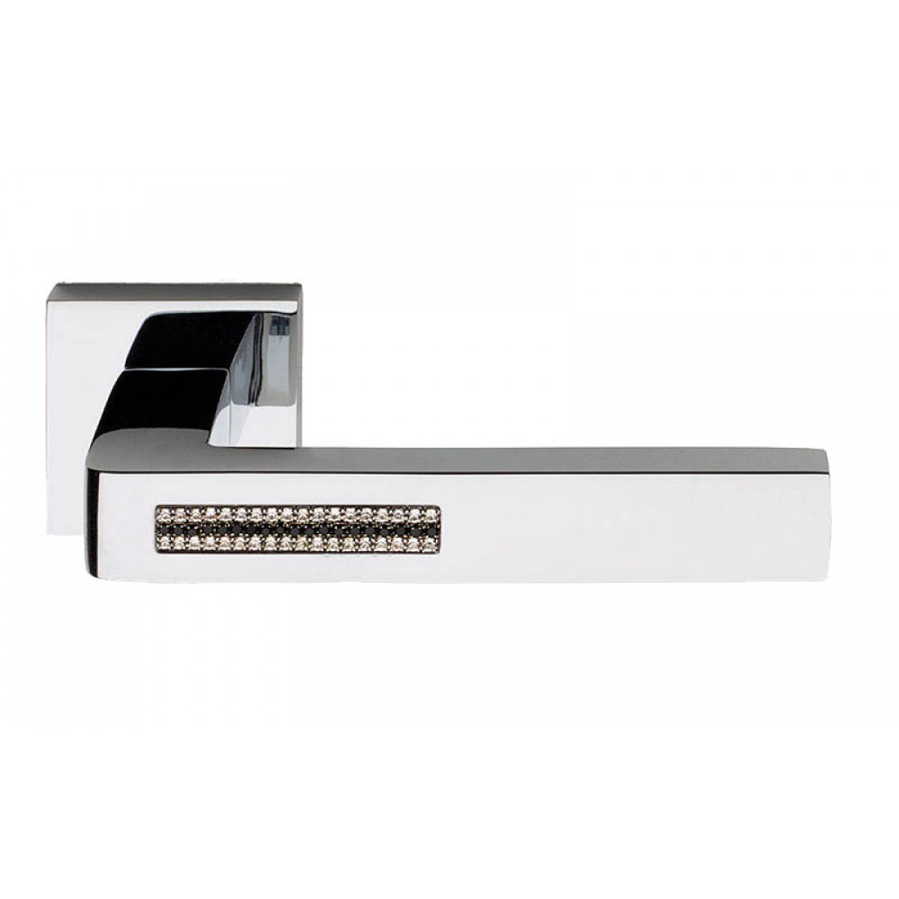 Barletta Crystal 2 Black Door Handle on Square Rosette Fashion Line PFS Pasini