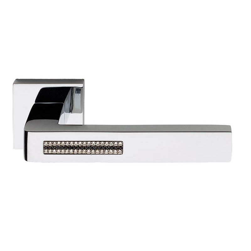 Barletta Crystal 2 Black Door Handle on Square Rosette Fashion Line PFS Pasini