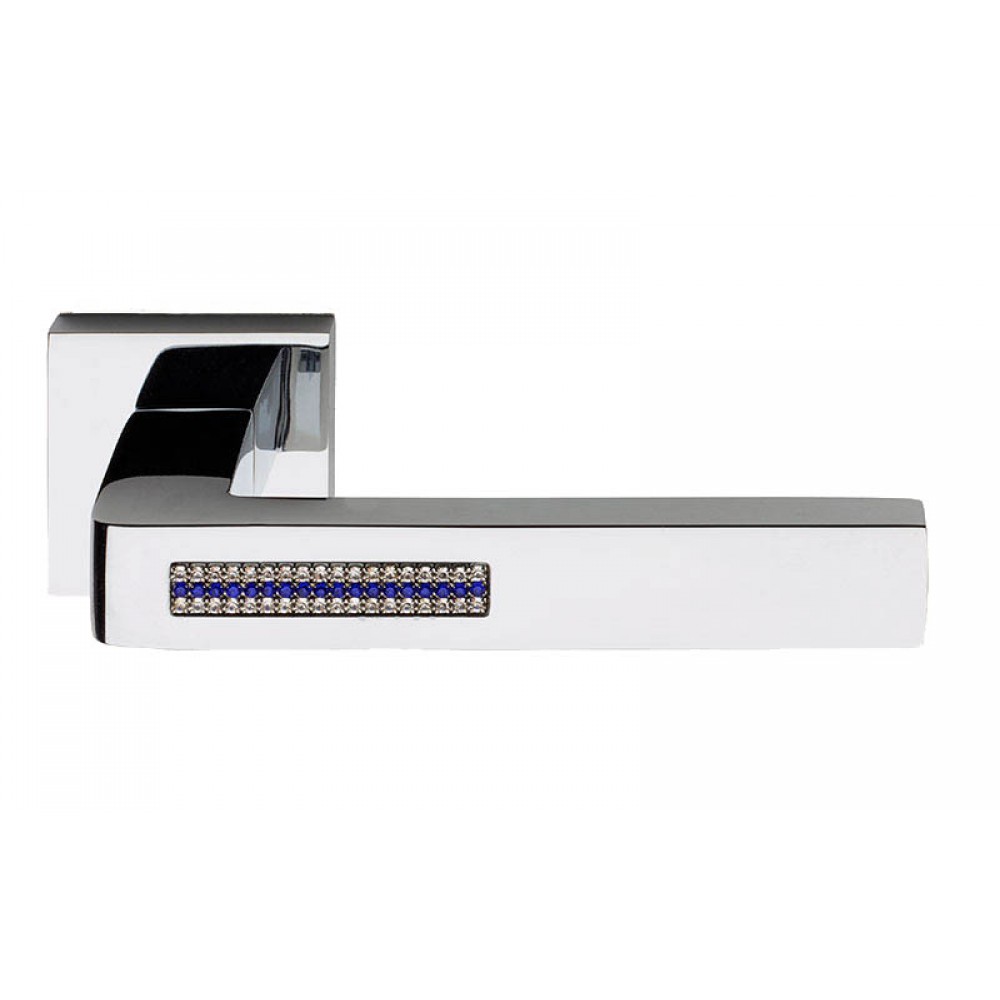 Barletta Crystal 2 Blue Door Handle on Square Rosette Fashion Line PFS Pasini