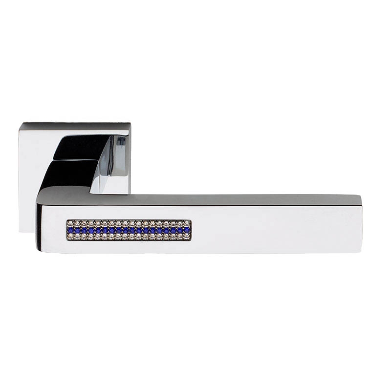 Barletta Crystal 2 Blue Door Handle on Square Rosette Fashion Line PFS Pasini