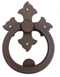 Wrought Iron Cross Door Knocker with Ring Galbusera