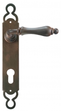 Berlin Galbusera Door Handle on Wrought Iron Plate