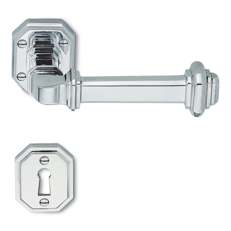 Busiri Natural Brass Door Handle on Rosette Ideal for Elegant House by Antologhia