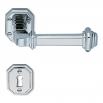 Busiri Chrome Door Handle on Rosette of Italian Artistic Tradition by Antologhia