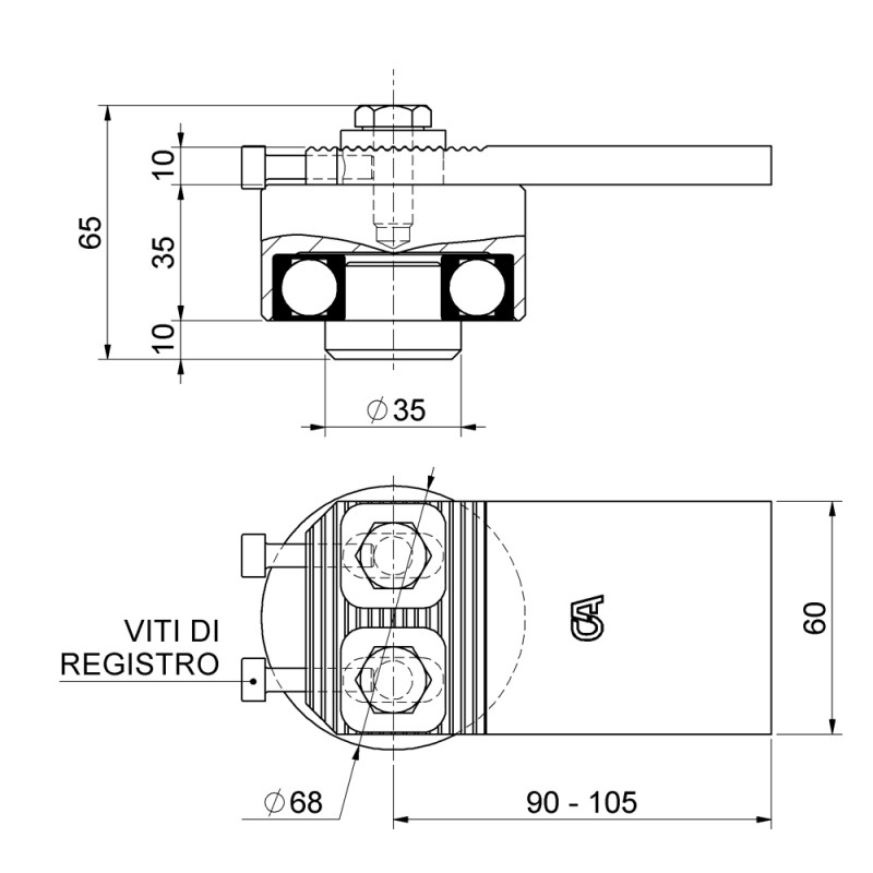 Medium Adjustable Hinge with Bearing and Screws Swing Gate Combiarialdo