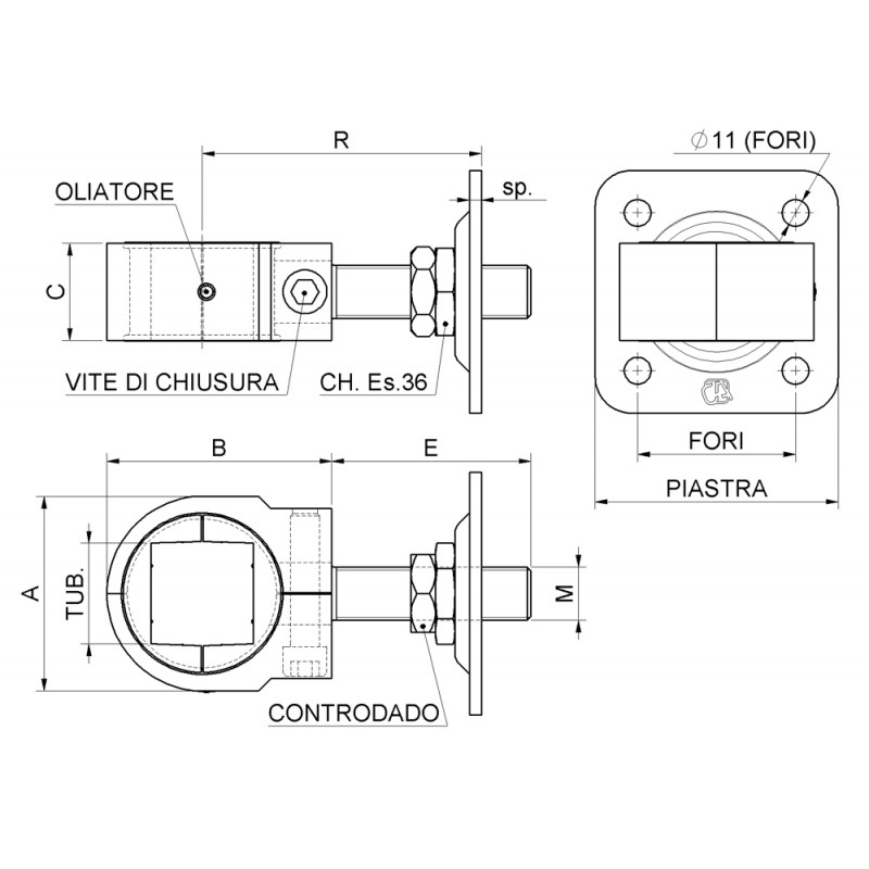 Matrix Self-Assembly Long Clamp Hinge with 2 Nuts Swing Gate Combiarialdo