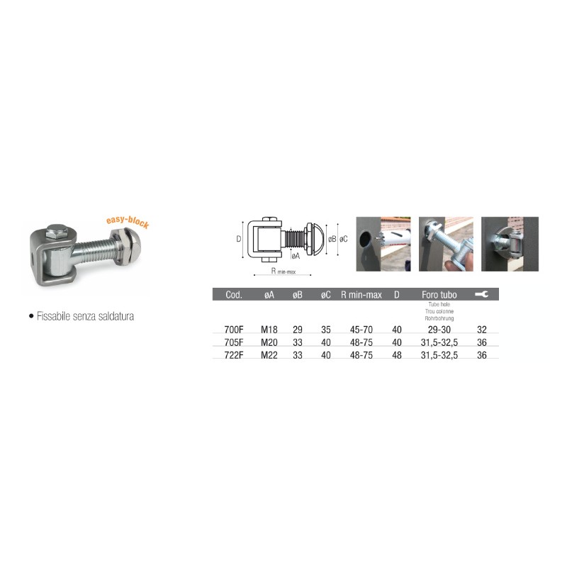 Upper Hinges with Bracket and Bushes Easy-block