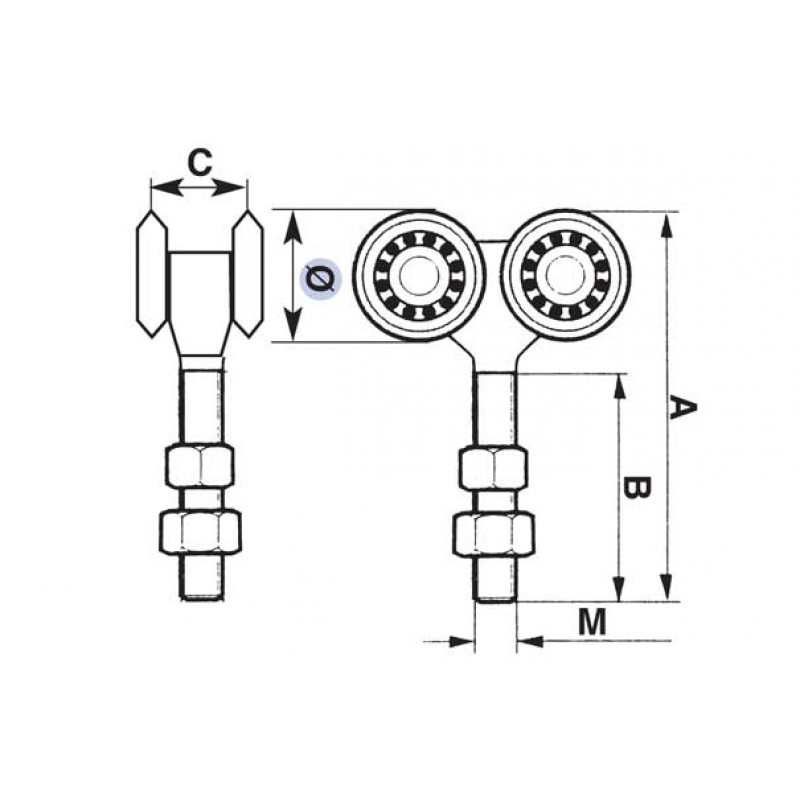 Fixed Trolley with 4 Ball Bearings for Sliding Gates IBFM