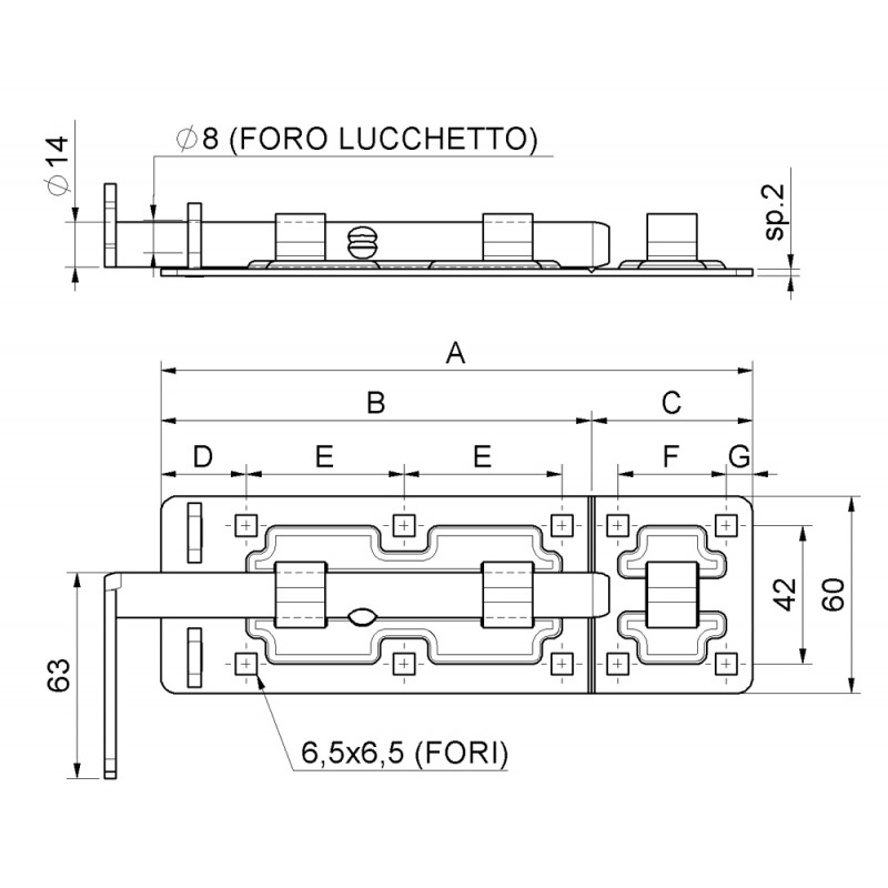 Galvanized Padlock Bolt Block System Combiarialdo